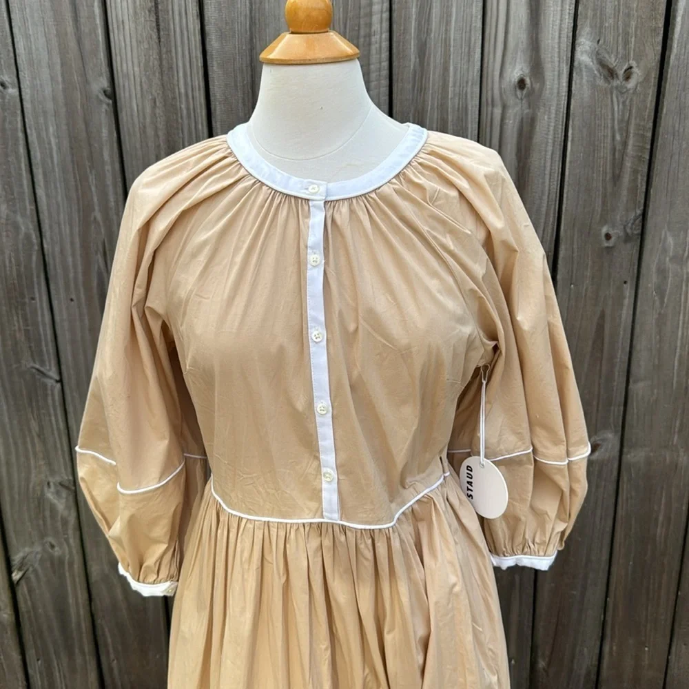 STAUD Demi Short Puff-sleeve Maxi Dress, NWT, size M - Picture 3 of 8